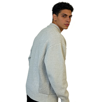 Veste en tricot oversize vintage streetwear pour homme, cardigan zippé côtelé avec poches, automne-hiver, en gros
