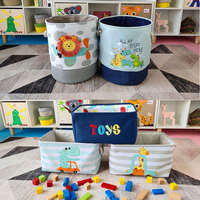 Grand panier à linge pour bébé 3 couches Poubelle Animal Cartoon Pliable Seau de rangement pour jouets Pique-nique Boîte à vêtements Sac d'organisation en toile