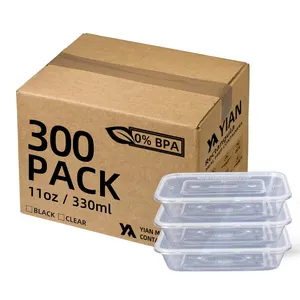 易安330毫升PP食品容器一次性塑料餐饮外卖沙拉鸡肉熟食包装盒便携式零食面包箱