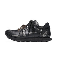 Nuove Scarpe Invernali Classiche di Tendenza, Comode per Camminare, Uomo Donna, con Suola Spessa Rialzata, Basse, in Pelle Bovina Spaccata, con Lacci