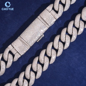 Moissanite 925 Silver Cuban Link Necklace Fully <b>Iced</b> <b>Out</b> Rhodium Plated Statement Jewelry Unisex Luxury Hip Hop <b>Chain</b> - Product Image 5