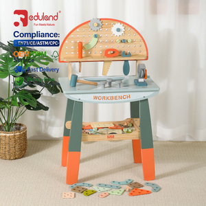 EDULAND OEM ODM Casa de juegos de madera con mesa de <span class=keywords><strong>herramientas</strong></span>, juguetes de <span class=keywords><strong>herramientas</strong></span> de carpintero para simulación de extracción de tuercas y montaje de tornillos para reparación de juguetes - Product Image 3