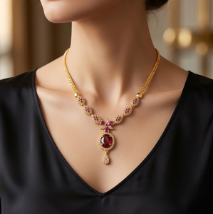 DIVYORO Collier Goutte d'Eau de Créateur avec Détails en Pierre, Plaqué Or, Ensemble de Bijoux Classiques et Tendance pour Femme, Mariage et Festival - Product Image 3