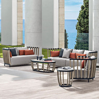 Ensemble de canapés d'extérieur modernes en aluminium et teck, salon de jardin modulaire imperméable, mobilier de patio de luxe résistant à la rouille pour l'Australie
