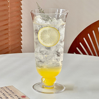 Hoogvoetig fruittheeglas, minimalistisch cocktailglas voor sap, koude dranken, bruiswater, café, bar, zomer, dagelijks gebruik