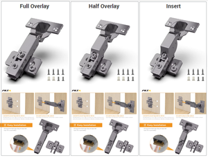 家具ヒンジHG9790チタンニッケルメッキキャビネットヒンジ3D調節可能クリップ - Product Image 4