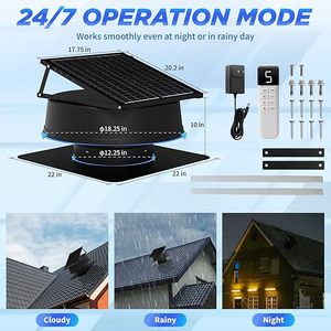 Moteur BLDC Ventilation de toit silencieuse <span class=keywords><strong>Extracteur</strong></span> <span class=keywords><strong>d</strong></span>'<span class=keywords><strong>air</strong></span> axial à énergie solaire Garantie de 5 ans Ventilateur <span class=keywords><strong>d</strong></span>'extraction de grenier pour ménage RV - Product Image 4