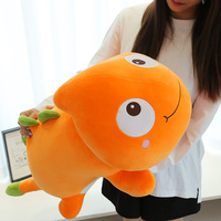Coussin en peluche personnalisé long et court en forme de dinosaure-lézard orange, animal en peluche douillet et apaisant, doudou d'anniversaire, cadeau apaisant en maille