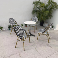 Tables et chaises de café pour loisirs en plein air, cour, balcon, bistrot, résistantes à l'eau et au soleil, tables et chaises de restaurant