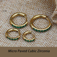 Pendientes de Aro Minimalistas de Lujo de Acero Inoxidable con Cierre de Clic, Micro Pavé de Circonita Cúbica, Joyería de Oreja Tipo Huggie Circular