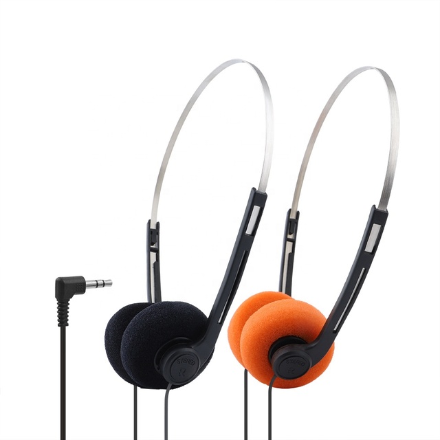 Cheap Disposable Aviation Headset Retro Vintage Style Adjustable Headband for Walkman CD Player Computer