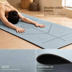 Tapis de yoga extra-large antidérapant en polyuréthane givré, motif cœur de lotus, longueur 183 cm, épaisseur 5 mm, largeur élargie, sans parfum - Product Image 2