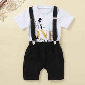 Nouvelles Idées de Produits 2024 Un An <span class=keywords><strong>Bébé</strong></span> Mr Onederful Bowtie Romper + Shorts Body <span class=keywords><strong>Garçon</strong></span> 1er Anniversaire Robe BBOF-024 - Product Image 3