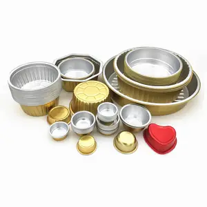 Food Grade Smooth Wall Utility Ramekin Cup Disposable 300ml Cake Pans Square Carry Out Aluminum Foil Dessert Pans With Lid