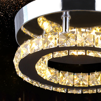 Plafonnier en cristal de style simple lumière jaune chaude Base en acier inoxydable non dure montée en surface chambre vestiaire alimentation ca