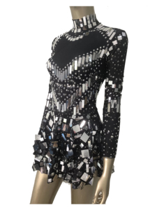 <strong>Glitter</strong> Mirror Party Black Stretch Stage Dance Dress Nightclub Party Celebrate Sequin Dress Women Dancer Performance <strong>Clothes</strong> - Product Image 2