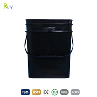 Seau carré en plastique noir de gros format, vente en gros d'usine, impression de logo couleur personnalisée, seau carré pour animaux de compagnie