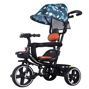 <span class=keywords><strong>Tricycle</strong></span> 3 en 1 pour enfants, pliable, avec auvent, poignée de poussée réglable, garde-corps de sécurité, <span class=keywords><strong>tricycle</strong></span> pour tout-petits, lumières musicales, panier, roues silencieuses - Product Image 1