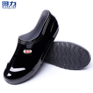 Botas de Lluvia Impermeables Antideslizantes de Goma Planas para Hombre Warrior, de Caña Baja, Negras, de PVC, Fabricación Mecánica - Product Image 1