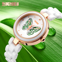 Skmei relógio feminino japonês, relógio borboleta dragonfly para mulheres, impermeável, casual, 9131