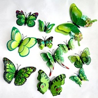 12 pièces PVC artificiel 3D papillon ensemble gâteau Topper pour Noël Graduation Pâques fête fournitures et décoration de la maison