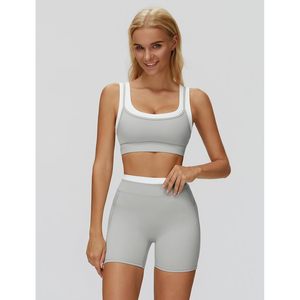 Conjunto Deportivo de Dos Piezas para Mujer, Top Deportivo con Cuello Cuadrado, Shorts con Efecto Push-Up, Ropa Deportiva para Gimnasio, Yoga, Spandex, Poliéster - Product Image 4