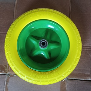 ล้อโฟม PU สีเหลือง ขนาด 8 นิ้ว แกนพลาสติกสีเขียว ล้ออุตสาหกรรมสำหรับรถเข็นมือและรถเข็นเครื่องมือ - Product Image 2