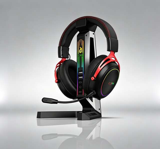 LDON F05 Wired/Wireless Dual Mode Gaming Headset Dynamic Drivers 7.1 Surround Sound Active Noise Cancellation RGB Lighting