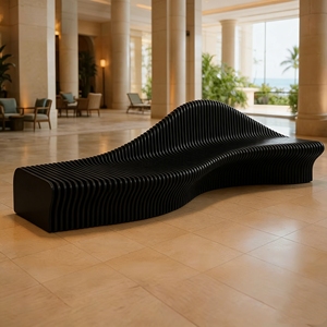 Banc long de loisirs Y522 en bois massif de qualité supérieure, design artistique et sur mesure, pour café, assise durable en bois naturel - Product Image 3