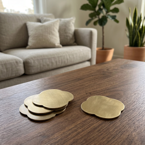 Royal Quatrefoil Brass <b>Coaster</b> Set Handcrafted Premium <b>Drink</b> <b>Coasters</b> Heat Resistant Table Protector Elegant Home Bar Gift - Product Image 1