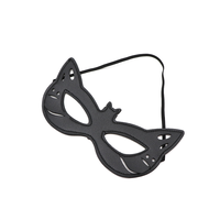 Masque de mascarade œil de chat en cuir PU noir, masque demi-visage pour Halloween, bande élastique, costume de fête cosplay, masque facial pour adultes et enfants