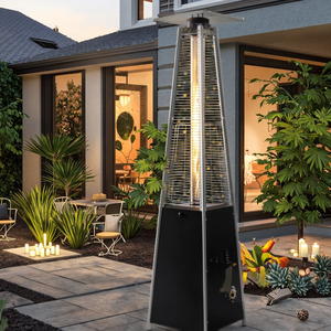 Calentador <span class=keywords><strong>de</strong></span> Patio a <span class=keywords><strong>Gas</strong></span> Moderno para Exteriores, Estufa <span class=keywords><strong>de</strong></span> Propano Tipo Pirámide con Ruedas, <span class=keywords><strong>Chimenea</strong></span> Portátil - Product Image 1