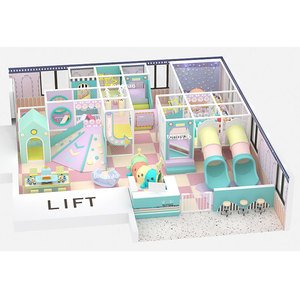 <b>Indoor</b> Kids Playground School Use 13.5*5*3.5M 44*16.5*11.5ft 67.5sqm 726sqft Ball Pit Projection Game Roller <b>Slide</b> Wave <b>Slide</b> - Product Image 3