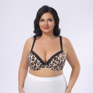 A-G Cup Leopard Print Plus-Size Push-Up Underwire Up-Lift Bra Sexy Beautiful Plus Size Lace Bra