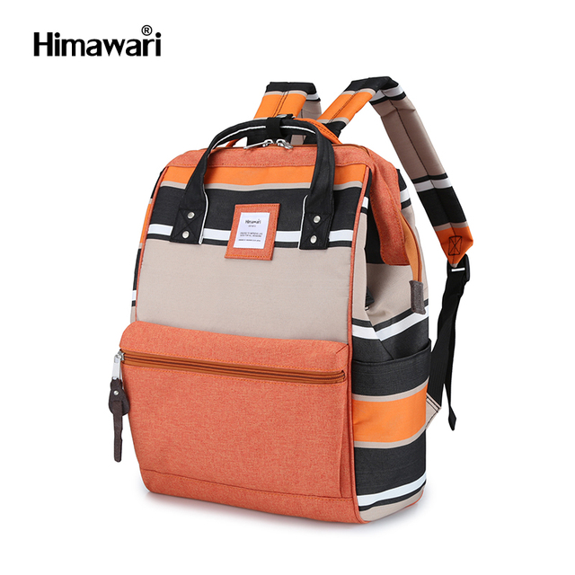 Stripe Orange Printing Water Resistant Polyester Travel Bag