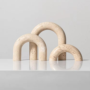 SAIDKOCC 20x5x23cm Travertijn Boog Decoratieve Objecten voor Salontafel Natuurlijke Marmeren Woonaccessoires voor Entree Schouw Boekenplank - Product Image 1