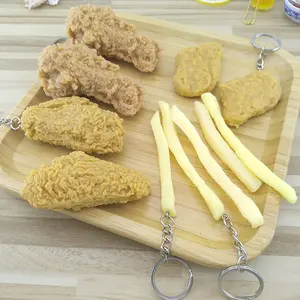 1 buah simulasi makanan gantungan kunci kentang goreng ayam nugget kaki goreng liontin sayap mainan anak-anak gantungan kunci Promosi