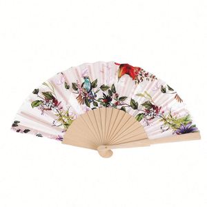 Wooden Painted <b>Hand</b> <b>Fan</b> with Bamboo Lining Classic Design - Product Image 1