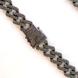 สร้อยคอฮิปฮอปแบบคิวบาสีดำขนาด 13 มม. สีเทา - Product Image 2