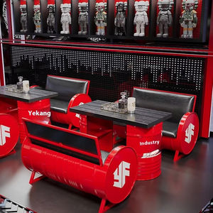 مجموعة مقاعد صناعية فاخرة من الحديد - كراسي بار وطاولات متداخلة مصنوعة يدويًا للمقاهي والمطاعم الراقية - Product Image 2