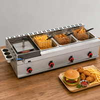 Friteuse à poulet professionnelle à triple foyer en acier inoxydable, cuisinière à cadre unique, équipement de cuisine robuste à réduction de bruit