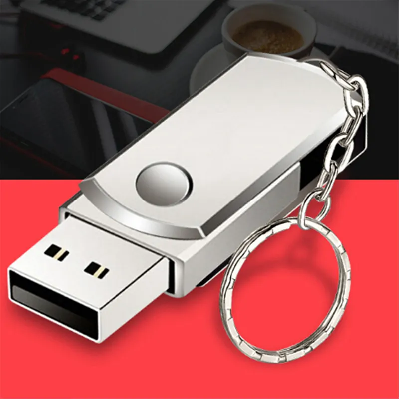 Clé USB 2.0 en acier inoxydable OEM Clé USB 1 Go 2 Go Clé USB avec porte-clés Clé USB