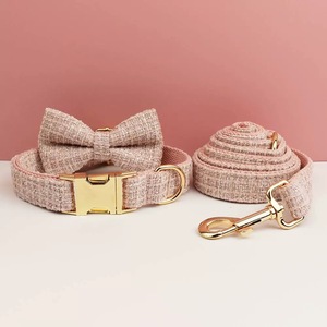 Dekorasi Pita Hari Valentine untuk Anjing Pola Solid Bahan Kalung Tali Leher dengan Gesper Rose Gold Desain Lembut - Product Image 4
