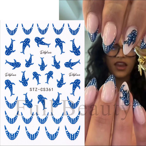 63 styles d'autocollants 3D pour ongles, motif baleine <span class=keywords><strong>bleu</strong></span> <span class=keywords><strong>marine</strong></span>, dessin animé, pois ludiques et animaux marins, pour <span class=keywords><strong>nail</strong></span> <span class=keywords><strong>art</strong></span> tendance - Product Image 2
