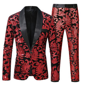 2026 nouveau KJ paillettes velours série hommes châle revers Blazer fleurs paillettes costume veste <span class=keywords><strong>DJ</strong></span> Club chanteur vêtements or conceptions noir - Product Image 2