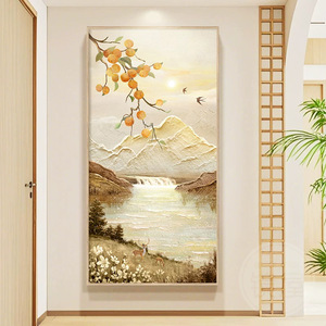 Landscape Painting Oil <b>Canvas</b> Wooden <b>Frame</b> 100% Handmade Classical Style For Entryway Or Corridor Decor - Product Image 4