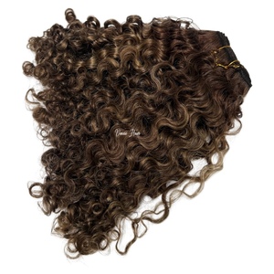 Estensioni per <span class=keywords><strong>capelli</strong></span> umani ricci profondi castano Balayage, a doppia trama, con cuticole allineate, <span class=keywords><strong>capelli</strong></span> Remy cambogiani castano scuro, ricci afro. - Product Image 6