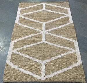 Hand Woven Jute Cotton Dhurry <b>Rugs</b>-Pet Friendly Non-Slip Reversible Geometric Design Rectangle Shape - Product Image 5