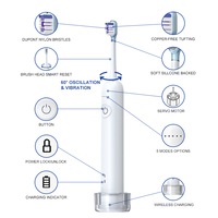 Brosse à dents électrique avec station de charge |   Brosse à dents Vibrosonic VS0860B avec 60 °   Balayage, réinitialisation automatique de la tête |   Relish OEM ODM
