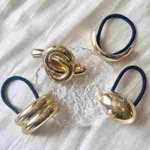 New Thanh Lịch Đơn Giản Phụ Nữ Hợp Kim Tóc Sợi Dây Thừng Hình Trái Tim Mặt Trăng Hình Học Kim Loại Đàn Hồi Tóc Quan hệ Vàng Bạc Màu Sắc Cho Châu Âu - Product Image 3